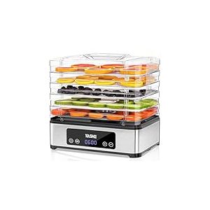 YASHE D&eacute;shydrateur Alimentaire, S&eacute;choir &agrave; Aliments en Inox &agrave; 5 Plateaux, 400W, Minuterie et Temp&eacute;rature R&eacute;glables pour Viande S&eacute;ch&eacute;e, Herbes, Fruits et Friandises pour Chiens