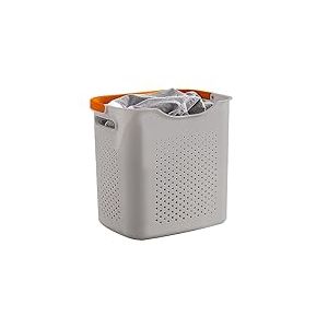 Panier à linge en plastique, paniers à linge sales avec poignées, panier à linge pour ranger les vêtements dans la chambre à coucher, la salle de bain (gris)