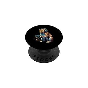 Léopard Jeu Animal Jeux Vidéo Funny Leopard PopSockets PopGrip Adhésif