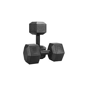 Yaheetech Lot de 2 Halt&egrave;res Hexagone 2x5kg /7,5kg ou 10kg Dumbbell Musculation Fitness pour Homme et Femme en Fer et PVC Noir 10kg