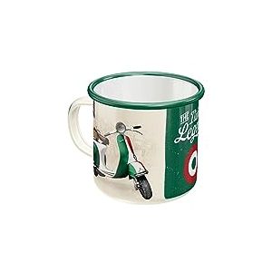 Nostalgic-Art Tasse rétro émaillée Vespa - Italian Legend - Idée cadeau pour les fans de scooter, le camping - Design vintage - 360 ml, Vert