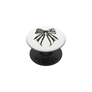 Tchoukball Player 4 juillet drapeau américain camouflage coquette PopSockets PopGrip Adhésif