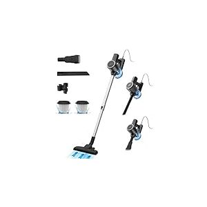 Vexilar Aspirateur Balai Puissant 25Kpa, Aspirateur Balai avec Fil Câble 7m, 3 en 1 Aspirateur Vertical Filtre HEPA, 600W Aspirateur Balai Léger avec Support Mural pour Sols Durs Tapis et Noir