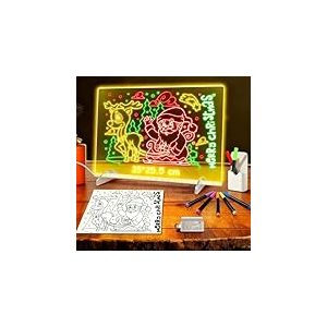 Tableau lumineux Message LED 35 x 25 cm, Tablette lumineuse Dessin Enfant, 13 Modes En acrylique Avec adaptateur pour tableau &agrave; peindre, m&eacute;mo, publicit&eacute;, Cadeau Cr&eacute;atif pour Enfants