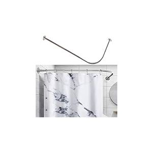 Tanxih Tringle à rideau de douche d'angle réglable en acier inoxydable en forme de L pour salle de bain, baignoire, magasin de vêtements (argent, 70-100 cm x 120-165 cm)
