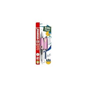 STABILO EASYBIRDY Stylo plume ergonomique pour droitier Rose/abricot + outil pour changer la pointe