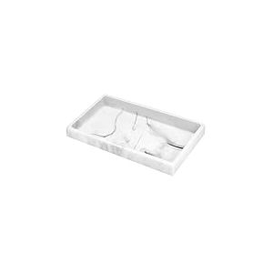 Luxspire Plateau de Salle de Bain en r&eacute;sine, pour Commode, Bijoux, &eacute;vier de Cuisine, Parfum, Bougies, Savon, Serviette, Plantes, Accessoires de Salle de Bain (Taille M, Aspect marbre Blanc)
