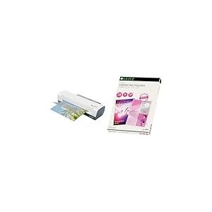Plastifieuse Leitz iLAM Home - Plastifieuse A4 pour la Maison, Préchauffage Rapide en 3 Minutes, Pochettes de 75-125 Microns, Lot de Pochettes pour Plastifieuse A4 Inclus, Coloris Blanc, 74310001
