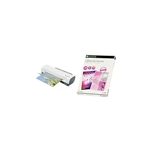 Plastifieuse Leitz iLAM Home - Plastifieuse A4 pour la Maison, Préchauffage Rapide en 3 Minutes, Pochettes de 75-125 Microns, Lot de Pochettes pour Plastifieuse A4 Inclus, Coloris Blanc, 74310001