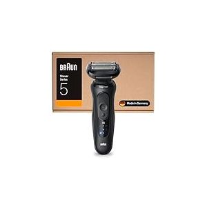 Braun Rasoir Electrique Homme Series 5 52-N1000SI Noir, Etanche, Lames Flexibles Pour Raser Doucement Visage et Barbe, 2 Modes De Rasage, Coffret Avec Brosse De Nettoyage, Emballage En Carton