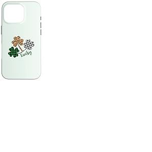 Motif tr&egrave;fle Irlandais l&eacute;opard Buffalo Plaid St Patrick Porte-Bonheur Coque pour iPhone 16 Pro