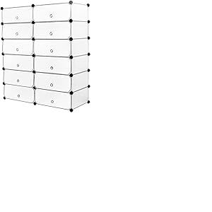 Mondeer Armoire à Chaussures Meuble de Rangement pour 24 Paires de Chaussures 12 Cube Etagère à Chaussures Etagère de Rangement en Plastique 91 * 36 * 105cm, Blanc