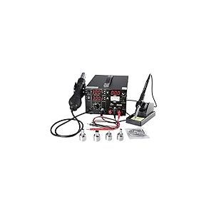 853D Station de Soudage à Air Chaud, Uten Kit Poste de Soudage Électrique Numérique 3 en 1 SMD avec 5V USB Port de Chargement et 35V DC Voltmètre pour Téléphone Portable et Réparation Electronique