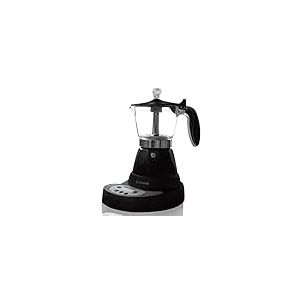 BEHOME Cafetière Italienne Électrique Programmable, Moka électrique 3 Tasses avec réducteur 1 tasse, Arrêt automatique, entretien café chaud pour 30 min, base rotative à 360 °, noire