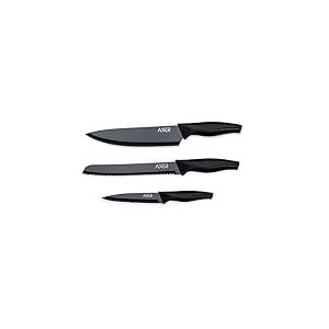 Axer Set de Couteaux de cuisine Noirs 3 pièces - Set Couteau Cuisine Professionnel en Acier Inoxydable - Ultra Sharp - Set Couteaux de Chef