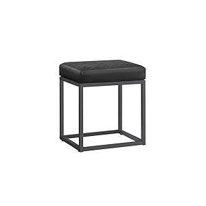 SONGMICS HOME Luiz Collection - Pouf Rectangulaire, Tabouret de Coiffeuse, Partie Supérieure Réversible, Table d’Appoint, Capacité 300 kg, Chambre, Salon, Entrée, Noir d’Encre LOM079B01