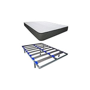 DUÉRMETE ONLINE Matelas Elda + sommier démontable KAMAKIT Cadre renforcé 40 x 30 mm, stabilité et Montage Facile, Tube Acier 40 x 30 mm, 140 x 190