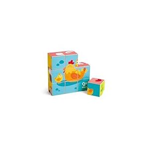 Hape Puzzle Cube Animaux de la Ferme - Puzzle 6 en 1 avec 9 Motifs d'animaux de la Ferme - Puzzle en Bois pour Tout-Petits, Jouets de motricit&eacute; et Jeu &eacute;ducatif pour Enfants &agrave; partir de 24 Mois