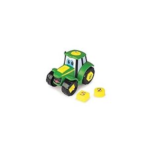 TOMY John Deere - Jouet Enfant Johnny Le Tracteur Formes et Chiffres 46654, Mini Tracteur pour Apprendre les Formes, les Couleurs et les Chiffres, Tracteur Jouet Adapté aux Enfants de 18mois+