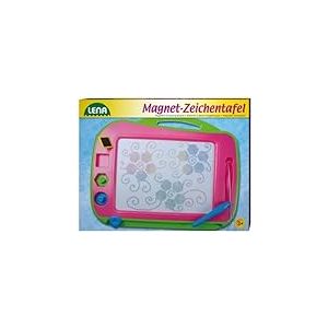 Lena- Grand magnétique Environ 41 cm poignée, Stylo attaché et 3 tampons Magique pour Enfants à partir de 3 Ans-Tableau de Peinture avec 4 échantillons de Couleurs, 65714, Rose