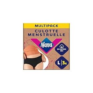 Nana Culotte Menstruelle Lavable Coton Bio - Flux Abondant - Noir - Coupe Hipster - L x3