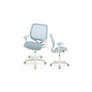FANTASK Chaise de Bureau pivotante &agrave; 360 &deg; - Hauteur d'assise r&eacute;glable de 43 &agrave; 55 cm - Ergonomique - avec roulettes - pour Enfants &agrave; partir de 4 Ans - Bleu