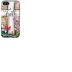 Faith-Cross Papillons floraux Christ Fleurs Religieuse Fille Coque pour iPhone SE (2020) / 7 / 8