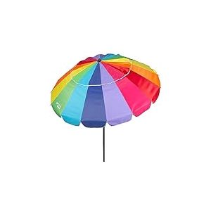 AKTIVE 62280 - Parasol de Plage Coupe-Vent, Pliable et Inclinable, Multicolore, &Oslash;206 cm, avec Protection UV50, Brise-Vent de Plage, Grand Parasol, Parasol de Plage Arc-en-Ciel