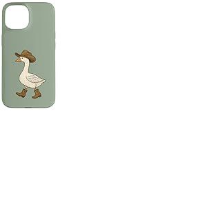 Cowboy Goose Funny Western Walking Boots Chapeau Humour Coque pour iPhone 15