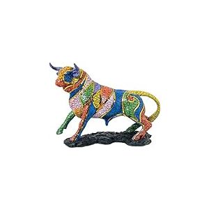 DRW Figurine d'un Taureau mosaïque en résine Multicolore 16 x 43 x 31 cm