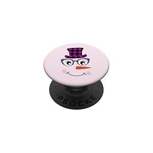 Bonhomme de Neige Visage Carotte Nez Cils l&eacute;opard Lunettes No&euml;l PopSockets PopGrip Adh&eacute;sif