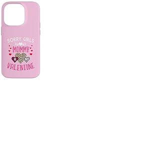 Sorry Girls Mommy is My Valentine C&oelig;urs l&eacute;opard et Plaid Coque pour iPhone 14 Pro