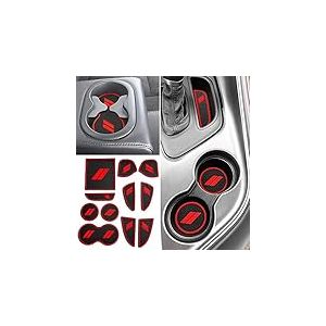 Auovo Lot de 11 Tapis Anti-poussière pour Porte-gobelets, Poches de Porte et Console Centrale Rouge