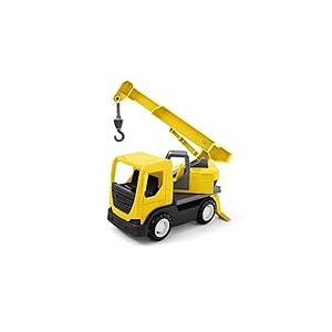 Wader Tech Truck 35367 Camion avec Grue, Crochet, Embout Rotatif et essieux en Acier Solides, env. 31 x 14,5 x 19 cm, Jaune, &agrave; partir de 12 Mois, id&eacute;al comme Cadeau pour Jeu cr&eacute;atif