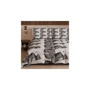 PETTI Artigiani Italiani - Couette d'hiver pour lit Simple, Couette Double Face, Couleur Unie et Impression num&eacute;rique Tropicale Noire, fabriqu&eacute;e en Italie