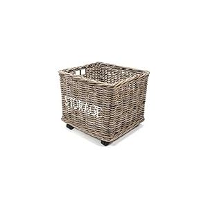 happimess Yael BSK1001A Panier de rangement en rotin tissé à la main avec roulettes et poignées pour le rangement et la décoration dans la chambre, le salon, la buanderie, l'entrée, gris Kubu