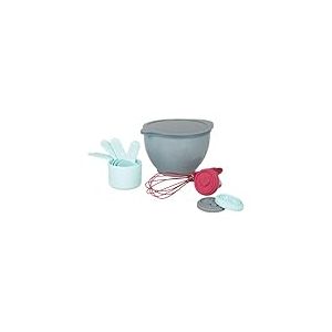 Gimel 537380 Kit pâtisserie Plastique et silicone - Le lot de 10 pièces : 1 bol mélangeur, 1 couvercle Ø 17.5 cm, 1 fouet, 4 cuillères mesure, 3 embouts en silicone