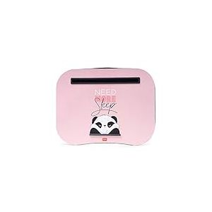 Legami - Support pour Ordinateur Portable, 44 x 33,5 cm, Ordinateur Portable, Fente Support pour Tablette, thème Panda, Coussin Souple avec Rembourrage, poignée latérale