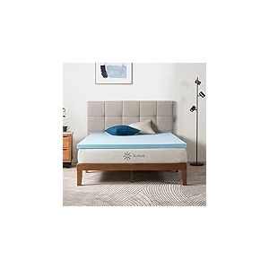 Zinus Surmatelas 140x190 cm - Hauteur du matelas 5cm - Matelas gel refroidissant en mousse à mémoire de forme - Surmatelas, Blue