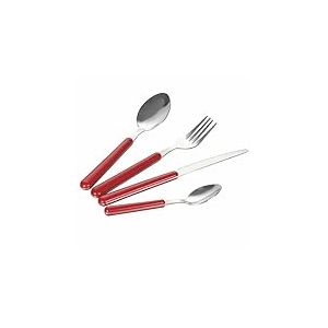 Galileo Lot de 24 couverts en acier inoxydable, poignée rouge, Brio Sibilla