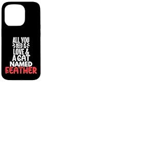 Design Plume avec nom de Chat – All You Need is Love! Coque pour iPhone 15 Pro