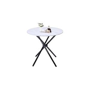HOMYLIN Table de Salle à Manger Ronde de 80 cm pour 2 à 4 Personnes, Table de Cuisine en Bois MDF avec Socle et Pieds en métal, multifonctionnelle pour café, Restaurant, Blanc, 80 x 80 x 75,5 cm