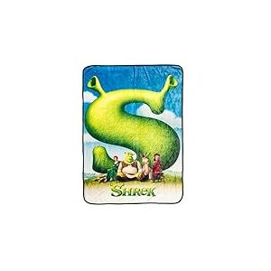 Silver Buffalo - Poster du Film Shrek avec l’âne, Princesse Fiona et Lord Farquaad - Plaid en Polaire Doux et Confortable - 250 g/m² - 114,3 x 152,4 cm