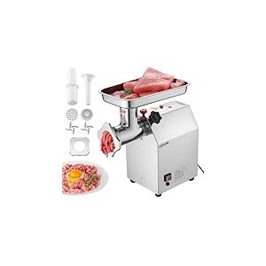VEVOR Hachoir à viande électrique, capacité de 4,17 kg/min, poussoir à saucisses industriel de comptoir avec lame, plaque de broyage, hachoir commercial en acier inoxydable pour cuisine et restaurant