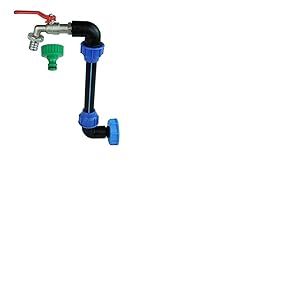 Raccord S60x6 en Col de Cygne 3/4 Étanche - Montage avec Sortie Robinet 3/4 Pouce, IBC Adaptateur pour Cuve Récupération d'Eau de Pluie 1000 Litres avec Raccord Rapide et Embout de Tuyau Manchon