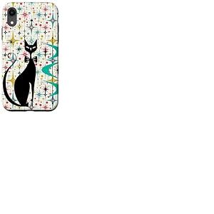 Style rétro Atomic Era Mid Century Kitty Star Fond Coque pour iPhone XR