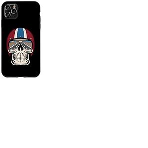 T&ecirc;te de Mort r&eacute;tro Portant Un Casque de Moto et des Lunettes de Soleil Coque pour iPhone 11 Pro Max