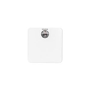 Salter Pèse Personne Mécanique avec Aiguille - balance avec cadran rotatif grossissant facile à lire, design compact et rembourré, capacité 133 kg, sans pile, blanc, 489JS WHDR