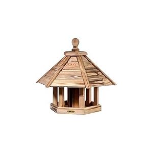 dobar&reg; Green Label Brillo 18009FSCe Grande Mangeoire &agrave; Oiseaux en Bois Mangeoire Suspendue Mangeoire pour Oiseaux Sauvages 45 x 45 x 47 cm Flamm&eacute;e pour Montage sur Pied