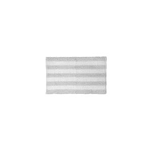 Tapis de bain 50 x 80 cm, chenille ray&eacute;e, blanc/gris